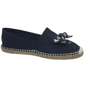 Espadrilles en toile de coton avec nœud en tissu sergé, doublure arrière en cuir, semelle en caoutchouc du meilleur vendeur indien - Product Image 1