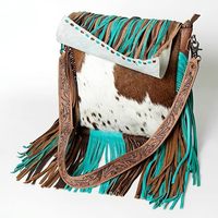 Sac à bandoulière pour femmes en cuir usiné de style occidental avec franges Sac à main en cuir véritable de haute qualité Sac de messager Cowgirl