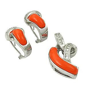 Parure de bijoux en argent corail, boucles d'oreilles géométriques minimalistes pour femme, usage quotidien, sertissage clos en argent 925 - Product Image 1