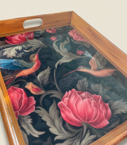 Bandeja de Madera Natural Ecológica Premium para Servir Alimentos, Bandeja Rectangular de Madera Maciza Hecha a Mano con Tamaño Personalizado para Té y Café - Product Image 4