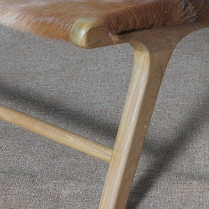 Chaise longue d'hôtel cadre en bois de teck de style moderne avec laine de chèvre couleur naturelle pour mobilier d'extérieur extérieur - Product Image 6