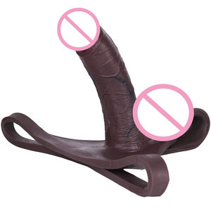 Extensor de Pene Triangular de Silicona Hueca SXXY, Pantalones Boxer con Dildo Incorporado, Negro <span class=keywords><strong>Chocolate</strong></span>, Soporte de 3 Correas para Mejora Masculina - Product Image 2