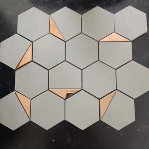 Azulejo hexagonal de cerámica mate de 73mm Calidad asegurada 'Formas que brillan' para áreas de recepción de baño Oficinas Salas de exposición Paredes características - Product Image 1
