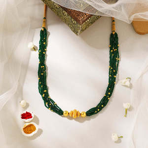 Collar de Moda Haritangi Thushi con Cuentas Doradas para Mujer - Product Image 1