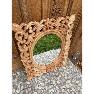 Miroir mural en bois orné, miroirs décoratifs de créateur, miroir moderne du milieu du siècle pour la décoration murale, contemporain - Product Image 4