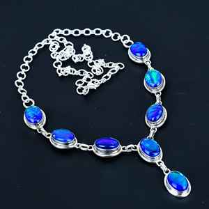 Solid 925 Sterling Silver Triplet <b>Fire</b> <b>Opal</b> <b>Necklace</b> Natural Oval Cut Gems Trendy Wedding Engagement Chain Women's Trendy Bulk - Product Image 2