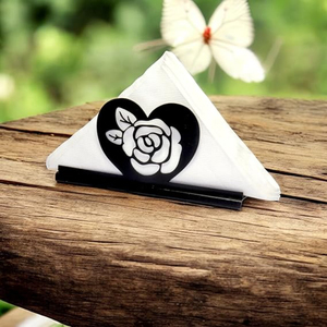 Porte-serviettes de décoration de fête de créateur de rose en métal noir élégant pour article de décoration de Noël pour les fournisseurs en gros - Product Image 1