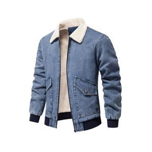 Veste longue tendance pour homme en polyester et coton, coupe-vent, col montant, prix bas, denim polyester - Product Image 6