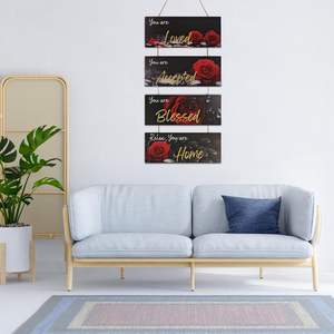 4 Pièces Rustique Farmhouse Bois Inspiration Art Mural Signes Auto-Adhésif Magnétique Décalcomanie Murale Mariage Décoration Murale pour Chambre - Product Image 5