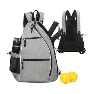 1PC Sports Pickleball Bag - Unisex Backpack - Official Adjustable Sling Bag Of U.S Open Pickleball Championships - Gray/G