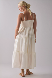 เดรสยาวทรงเอไลน์ ผ้าลูกไม้สีงาช้าง สายเดี่ยว ผ้าทอระบายอากาศ ย้อมสีธรรมชาติ 100% เป็นมิตรกับสิ่งแวดล้อม - Product Image 3