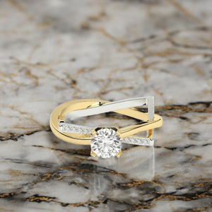 Bague de fiançailles solitaire antique ronde taille brillant diamant cultivé en laboratoire forme irrégulière or jaune 14K/18K CVD HPHT - Product Image 1