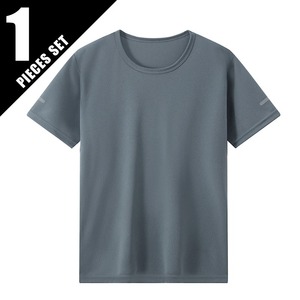 เสื้อยืดแขนสั้นผ้าไอซ์ซิลค์สำหรับผู้ชายฤดูร้อนเสื้อยืดกีฬาสีพื้นสดชื่นทำให้ผิวแห้งเร็วระบายอากาศได้ดี - Product Image 6