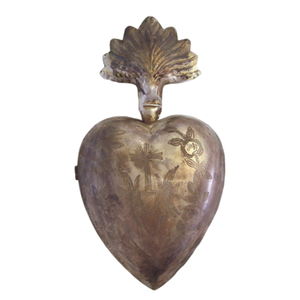 Boîte de coeur sacré en métal fini antique suspendu Ex Voto coeur sacré pour décoration murale cadeau catholique et décor - Product Image 3