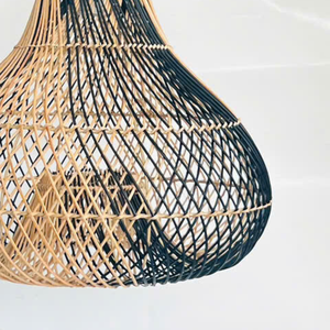 Lampe suspendue en bambou et rotin, abat-jour en rotin rustique asiatique traditionnel, abat-jour en bambou fait à la main pour une utilisation en intérieur - Product Image 4