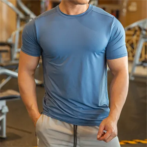 T-shirts de sport ajustés pour hommes, vêtements de course, vêtements de sport de gym, manches courtes, jersey 100% coton écologique - Product Image 5