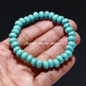 Vente chaude traditionnel bleu Howlite Turquoise Bracelet plaqué or Bracelet de pierres précieuses cadeau de Noël parfait pour le mariage de maman - Product Image 4