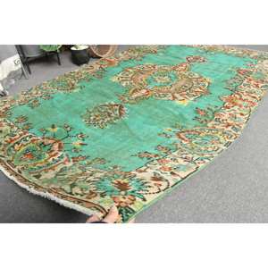 Alfombra Turca Vintage Verde Beige, Tejido Plano de Lana con Respaldo de Látex para Decoración del Hogar, 4x8x4 Pulgadas - Product Image 5