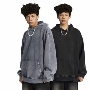 Sudadera con capucha lavada Vintage para hombre al por mayor, Sudadera con capucha de gran tamaño de algodón de Terry francés pesado con lavado ácido de tinte de corbata 3D para invierno - Product Image 1