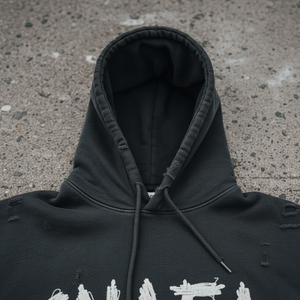 Sudadera con Capucha Extra Grande para Hombre, Estilo Urbano, Lavado Ácido, Bordado Personalizado, al por Mayor - Product Image 5