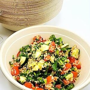 Bol en papier biodégradable écologique de 1000 ml avec couvercle transparent, durable, jetable, pour salade, soupe, design zen asiatique, retour à l'école - Product Image 4