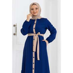 Conjunto Casual de Dos Piezas para Mujer, con Capucha y Botones, Color Índigo, MSW19238-3, Otoño, con Blusa Larga y Blusa Corta - Product Image 2