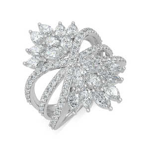 Bague en diamant Marquise Cluster en or blanc 14 carats 2,26 ct VCRK-004-14K-WG-VS-GHI - Product Image 2