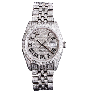 Reloj de diamantes de lujo VVS Moissanite plateado \ Blanco Pave Ajuste Relojes personalizados de acero inoxidable para hombres y mujeres - Product Image 3
