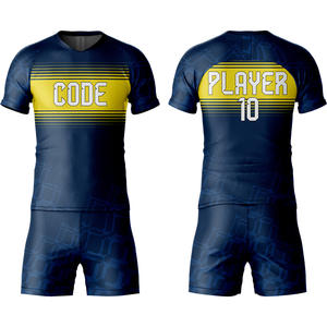 Ensemble de maillot de football respirant à impression personnalisée pour enfants et hommes vente en gros de vêtements de football à manches courtes Service OEM coupe automatisée - Product Image 1