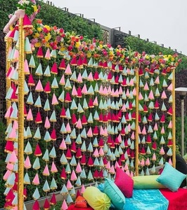 Guirlande en filet multicolore avec dentelle Gota pour fête, événement, décoration de la maison, idée de décoration de scène de mariage, toile de fond de temple Ganpati - Product Image 5