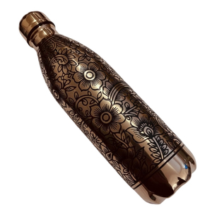 Modern <b>Copper</b> Water <b>Bottle</b> Handmade Engraved Floral Design Health Benefits Eco-Friendly <b>Drinking</b> Vessel For Home And Office Use - Product Image 5
