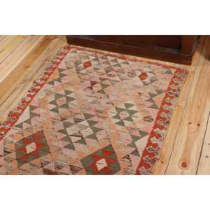 Turkish 3,2x9,<b>9</b> ft Rug, Runner Vintage Rug, Orange Patchwork Wool Rug - Product Image 5
