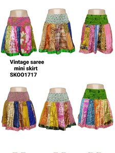 กระโปรงผ้าไหมซาตินสไตล์โบโฮวินเทจผ้าส่าหรีดีไซน์สวยใส่สบายพิมพ์ลายเซ็กซี่ผ้าส่งออกคุณภาพสูงสำหรับฤดูใบไม้ผลิ - Product Image 3