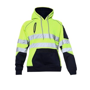 Best Quality Customizable Winter High Visibility Breathable Canvas Stand Collar Quilted Hooded Safety Jacket for Men Front - Product Image 4