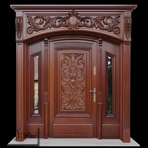 Derry Classic Solid Teak <b>Wood</b> <b>Slab</b> Door Hand Carved Midcentury Modern Design for Interior/Exterior Use Bedroom Living Room - Product Image 1