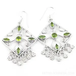 Boucles d'oreilles pendantes en argent 925 pour femmes avec perle d'eau douce, diamant, améthyste, émeraude, motif floral, style goutte mignon - Product Image 2
