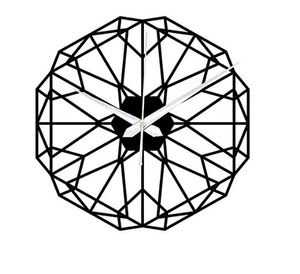 Design géométrique Horloge murale en métal enduit de poudre noire Horloge murale Prix abordable Décoratif Unique Élégant Horloge en métal noir - Product Image 2