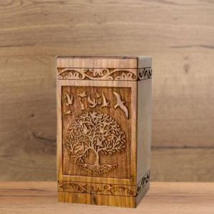 Handmade Wood Cremation <b>Urn</b> Tree of Life Birds Carving Natural Finish Adult Memorial Ashes Box Custom Wholesale OEM - Product Image 5