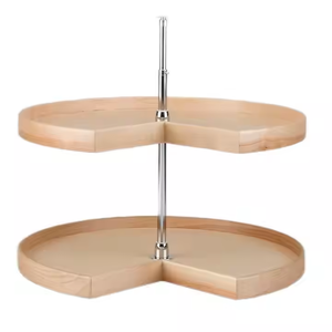 Étagère rotative à 2 niveaux en bois Lazy Susan Premium Kidney Turntable pour armoires de cuisine d'angle Les commandes OEM sont les bienvenues - Product Image 1