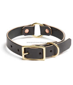 Nueva llegada al por mayor productos de lujo de cuero real para mascotas correa de perro mascota de cuero genuino y collar de perro con hebilla de latón anillo D - Product Image 6