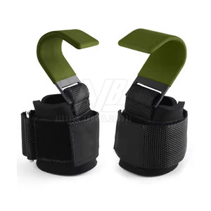 Crochets d'haltérophilie en néoprène noir de haute qualité avec sangles de soutien du poignet pour l'entraînement physique en salle de sport antidérapant - Product Image 4