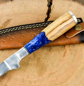 Couteau à filet artisanal, lame en acier D2, manche en bois avec étui en cuir, couteau d'extérieur - Product Image 3