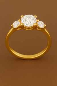 Luxe or jaune coupe ronde Moissanite 1ct & 0.38ct pour ensemble de broches certifié bague de fiançailles de mariage pour les femmes - Product Image 3