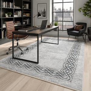 Netline Home Timeless Linework Grey Modern <b>Washable</b> <b>Rug</b> - Product Image 5