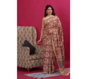 Saree imprimé à la main tissu en coton doux Style Bollywood pour femmes vêtements pakistanais festival indien porter Malmal coton fait - Product Image 2