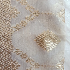 Custom Made Brocade Silk <b>Scarves</b> with Gold Zari in White Color Ideal <b>for</b> Dyeing and Suitable <b>for</b> Textile Artists in Motif Design - Product Image 6