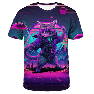 T-shirt personnalisé à la mode avec impression 3D, équipage ample et surdimensionné, T-shirt à impression par sublimation pour le fitness - Product Image 4