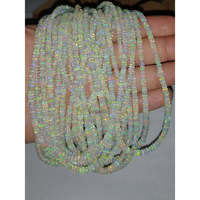 Perles d'Opale Éthiopienne Blanches 100% Naturelles, Effet Flamboyant, Lisses, Forme Rondelle, Qualité AAAAA, 16 Pouces, pour la Fabrication de Bijoux