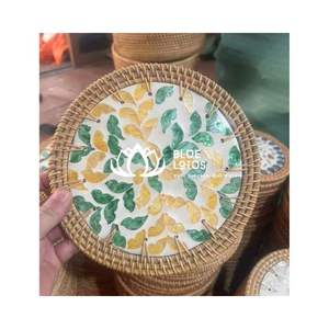 Producto Posavasos de ratán de alta calidad con incrustaciones de nácar hecho en Vietnam producto más vendido con nuevo producto caliente - Product Image 3