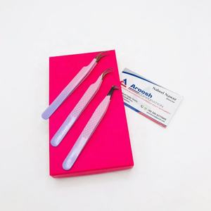 High Quality <b>Rose</b> Gold Purple Stainless Steel Eyelash Extension Tweezers Sustainable Diamond Grip <b>Light</b> Pointed Tip-Wholesale - Product Image 4